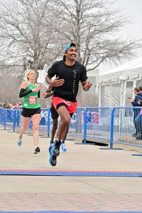 Velu Manohar running Cowtown Half Marathon