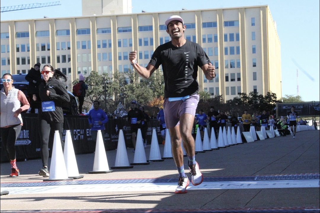 Velu Manohar running BMW Dallas Marathon